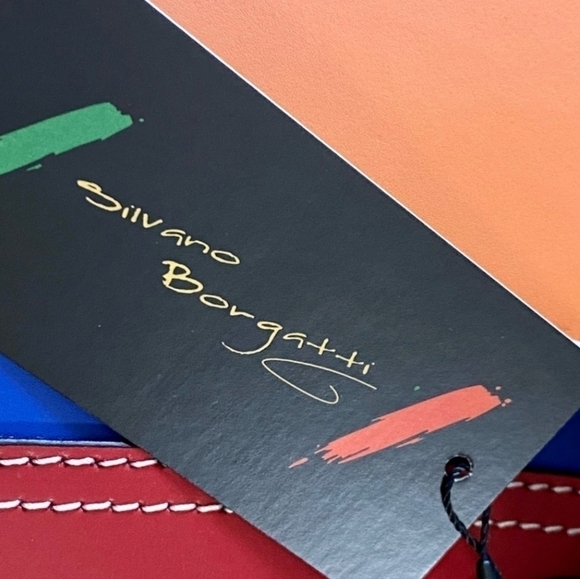 Silvano Borgatti Leather Color Block Handbag NWT - Picture 12 of 14